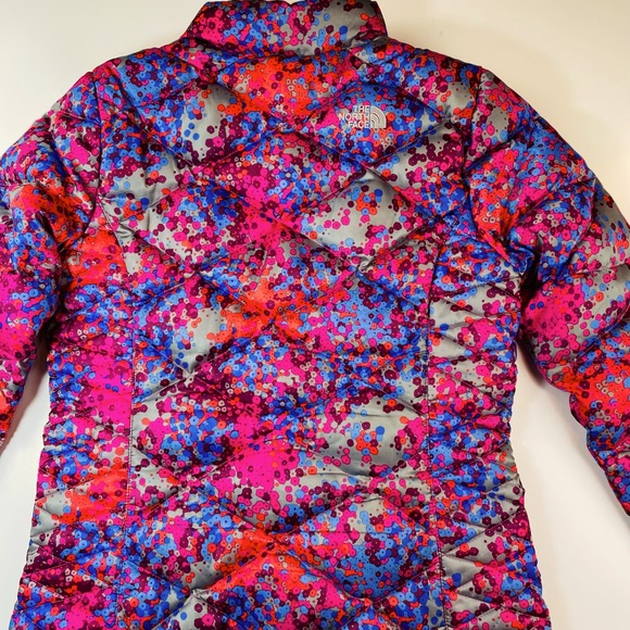 North Face 550 Goose Down Foral Puffer Big Girls Winter Coat Jacket Size XL /18 - Picture 5 of 14